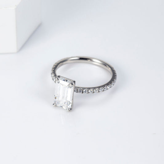 Allure Emerald Cut Pavé Three-Quarter Eternity Lab-Grown