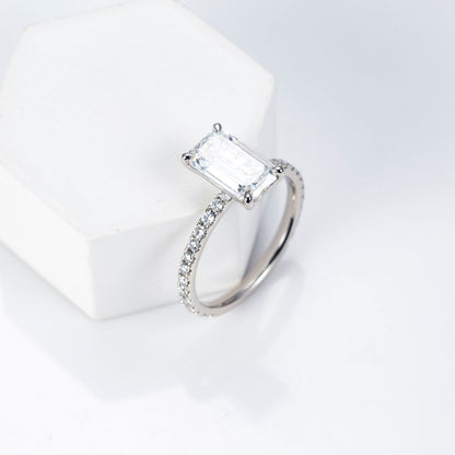 Allure Emerald Cut Pavé Three-Quarter Eternity Lab-Grown