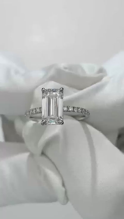 Allure Emerald Cut Pavé Three-Quarter Eternity Lab-Grown