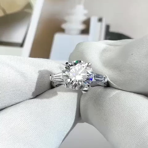 Allure Round Brilliant Trilogy with Tapered Baguette Lab-Grown